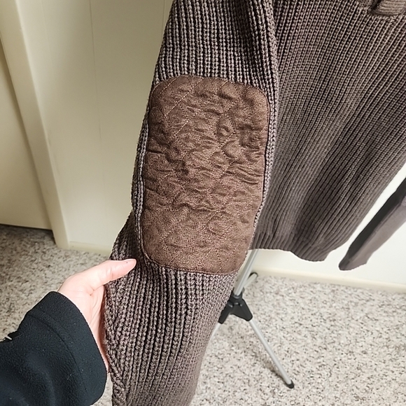 Boulder Creek Trading Company Sweater Mens 7XL Brown Buttons Suede Patch - Picture 8 of 13